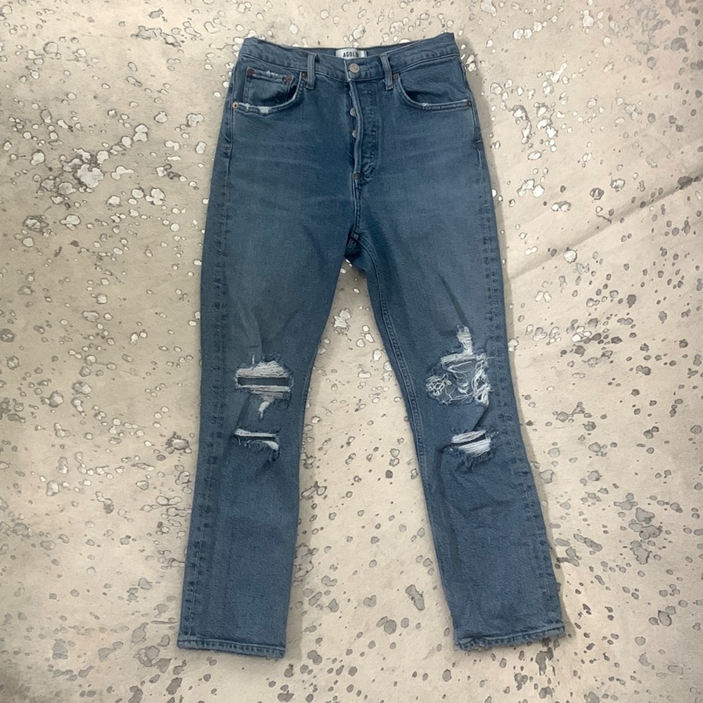 Agolde High Rise Button Up Straight Crop Jeans Size 26